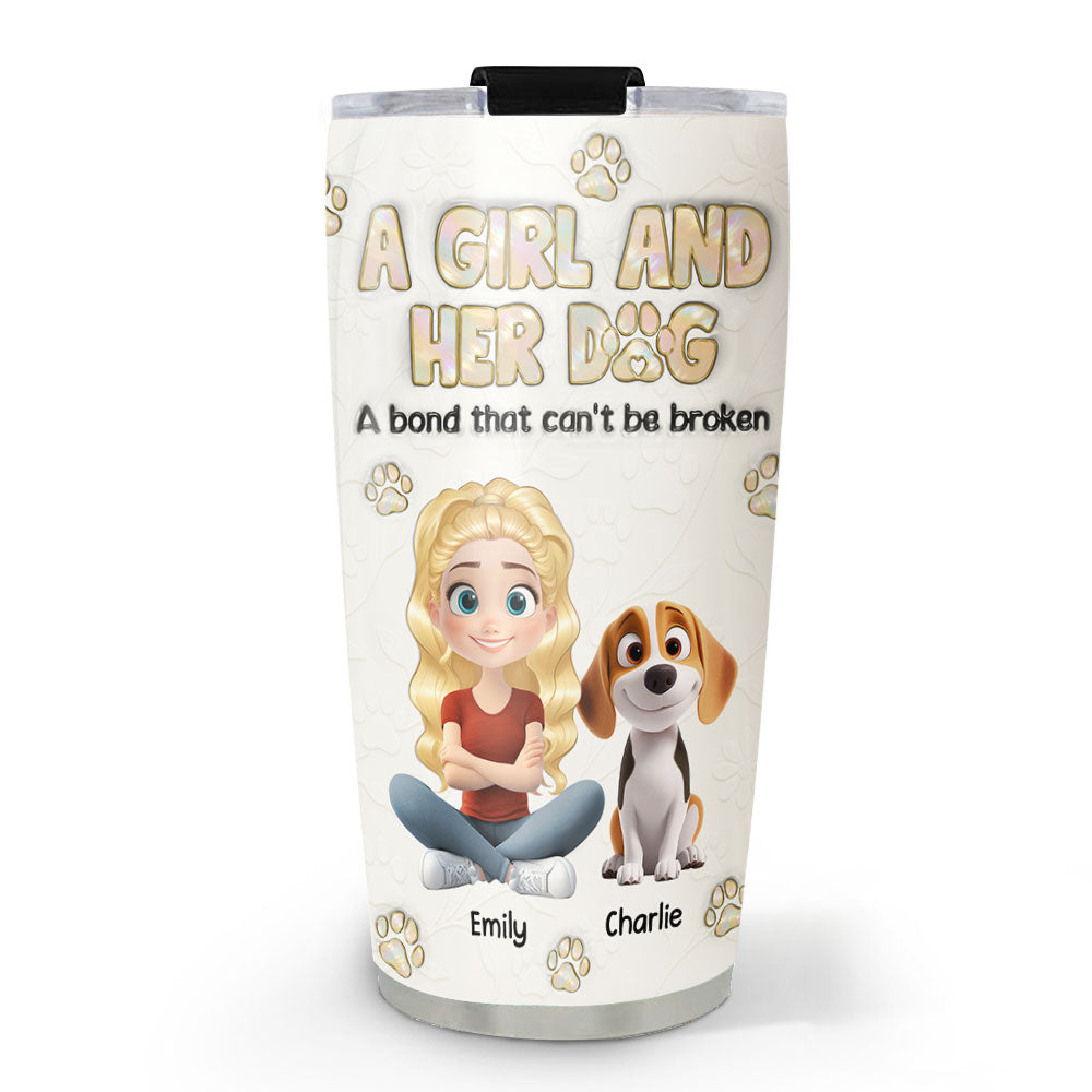 Custom Christmas Birthday Gifts For Dog Lovers • A Girl And Her Dog Ver Pearl - Personalized 3D Inflated Effect Tumbler
