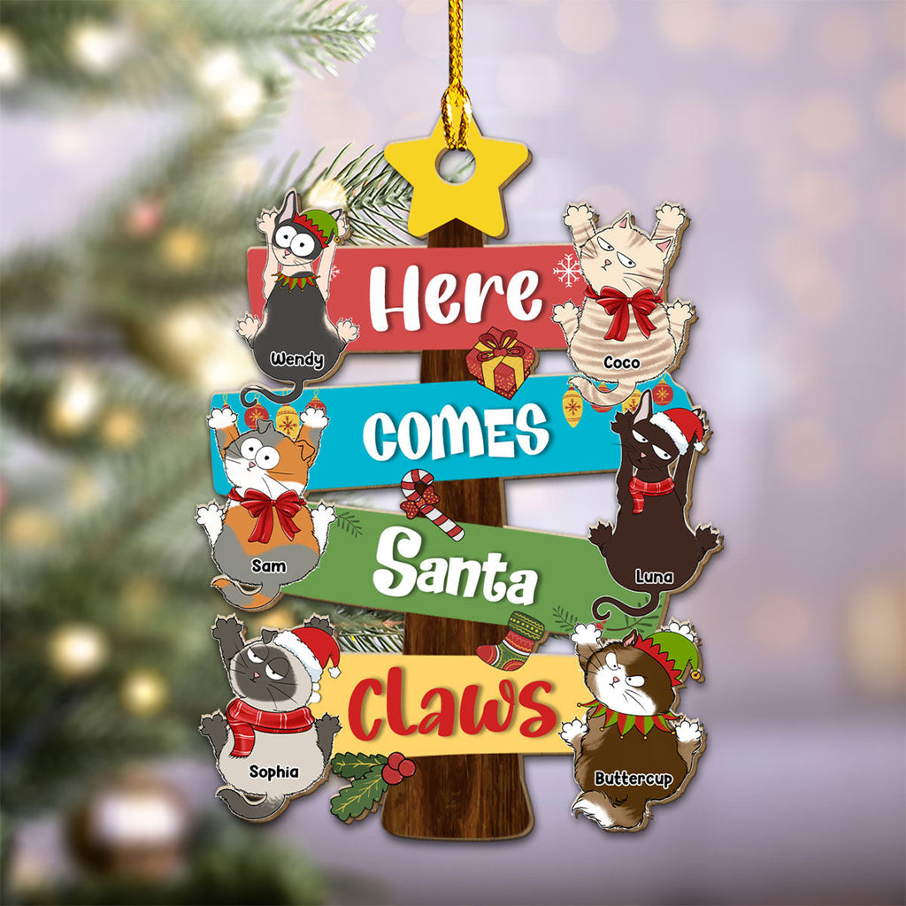 Here Comes Santa Paws - Personalized Wood Ornament