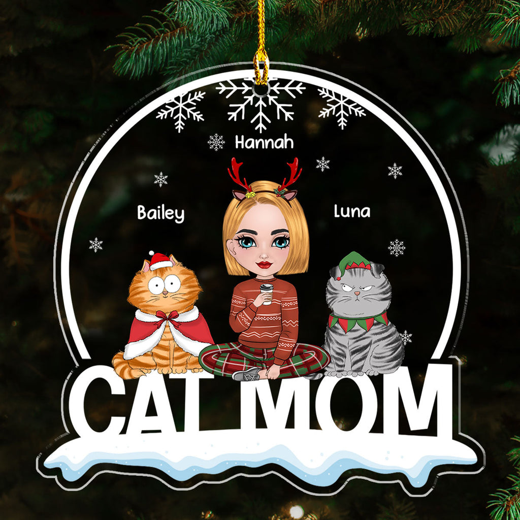 Custom Christmas Decor Home Birthday Gifts For Cat Lovers • Funny Cat Mom - Personalized Acrylic Ornament