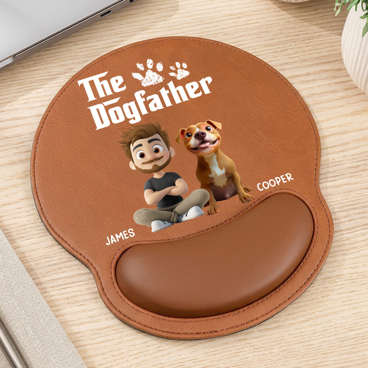 The Dogfather - Personalized Leather Mouse Pad