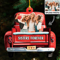 Bestie On Red Truck - Personalized 1-layered Wood Ornament