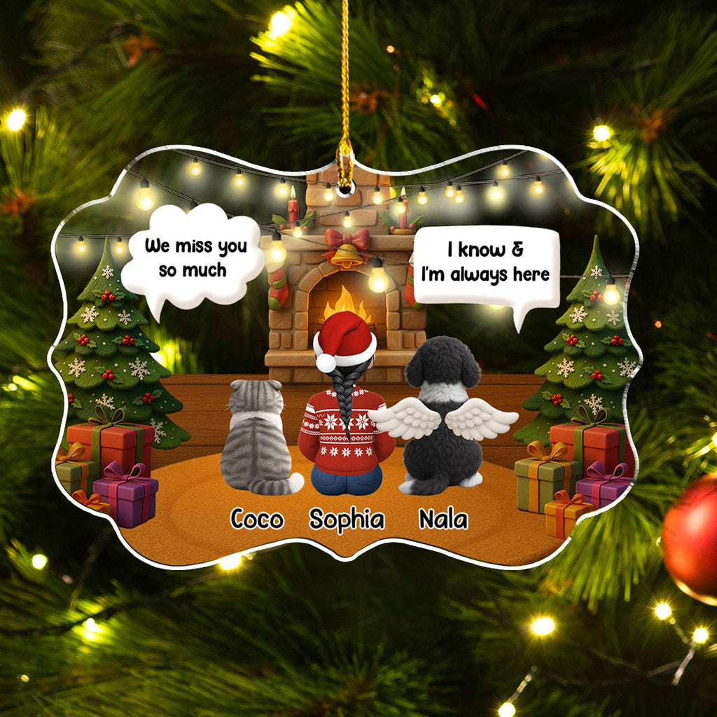 Custom Christmas Memorial Sympathy Gifts For Dogs, Cats • You Are Still Here Somehow- Personalized Acrylic Ornament