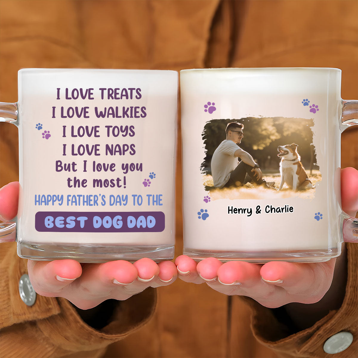 Custom Photo Mother's Father's day Birthday Gifts For Dog Lovers • I Love You The Most Dog Mom Dad Photo - Personalized Glass Mug