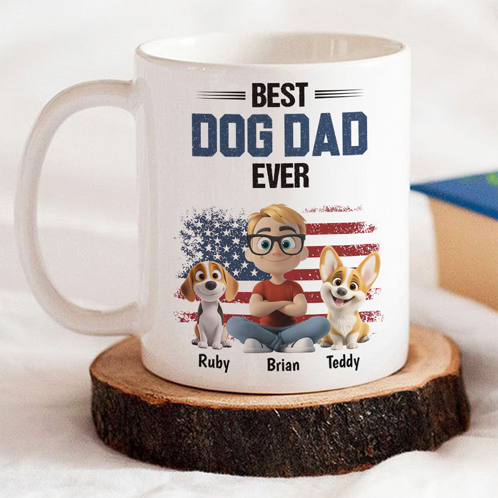 Custom Father's day Birthday Gifts For Dog Dad, Dog Lovers • American Dog Dad - Personalized Coffee Mug