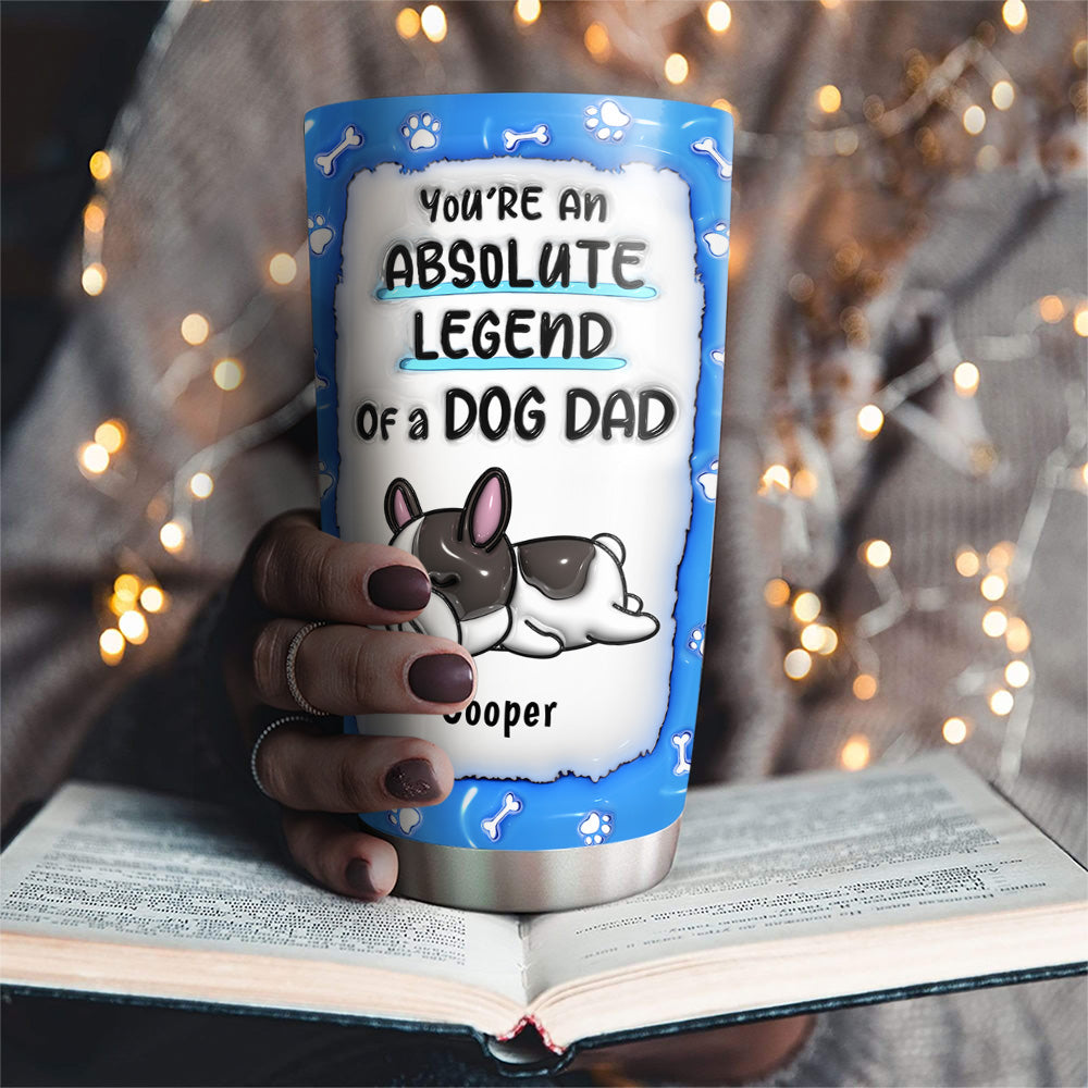 Custom Christmas Birthday Gifts For Pet Lovers • Legend Of A Dog Dad Mom - Personalized 3D Inflated Effect Tumbler