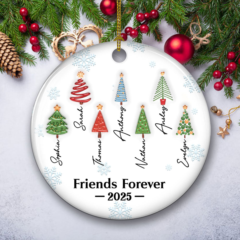 Friends Forever Tree Names - Personalized 3D Inflated Effect Ceramic Ornament