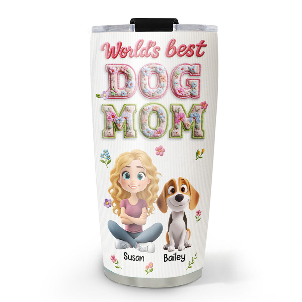 Custom Christmas Birthday Gifts For Dog Mom, Dog Lovers • Blossoming Dog Mom - Personalized 3D Effect Tumbler