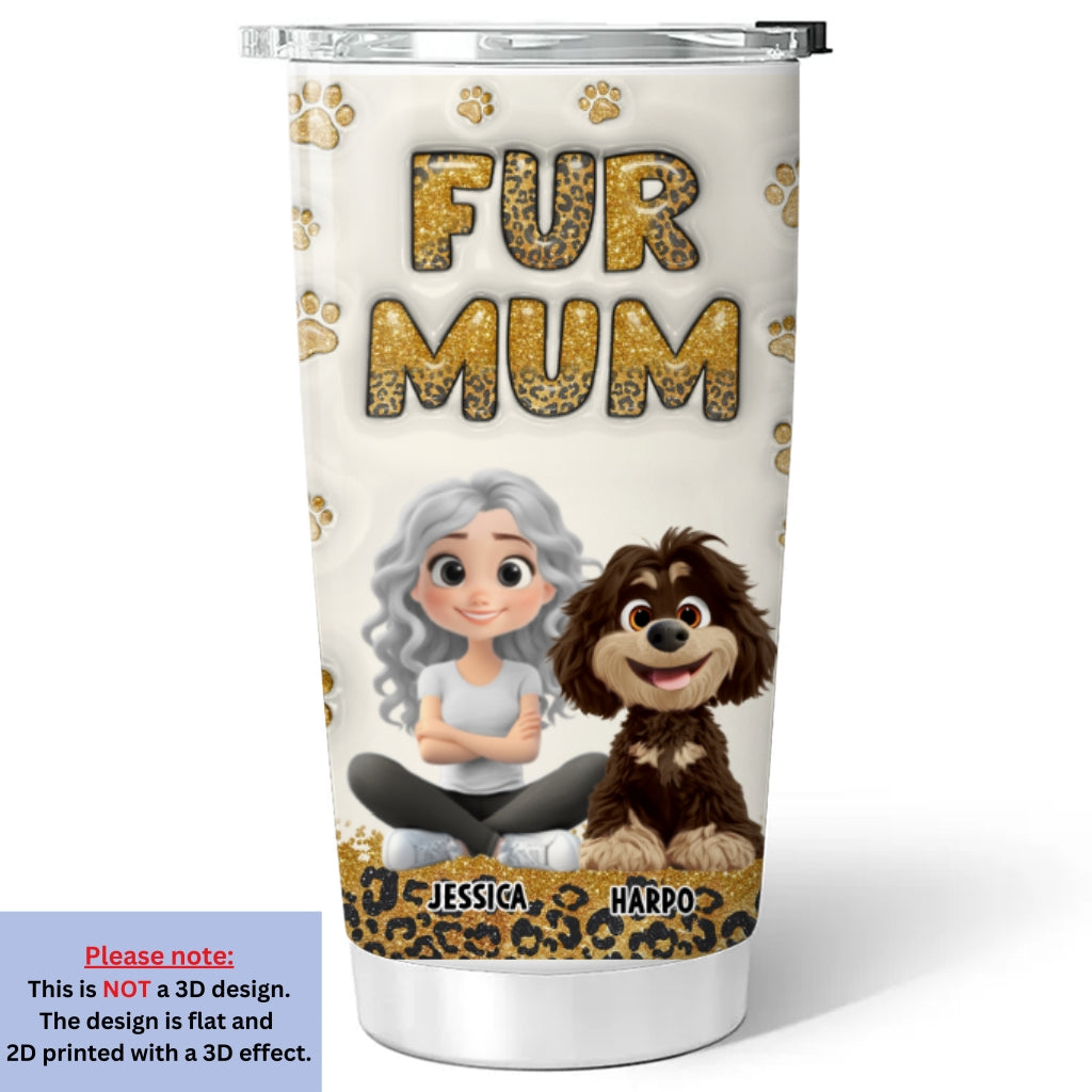 Custom Christmas Birthday Gifts For Cat Mom, Cat Lovers • Fur Mom Leopard - Personalized 3D Inflated Effect Tumbler