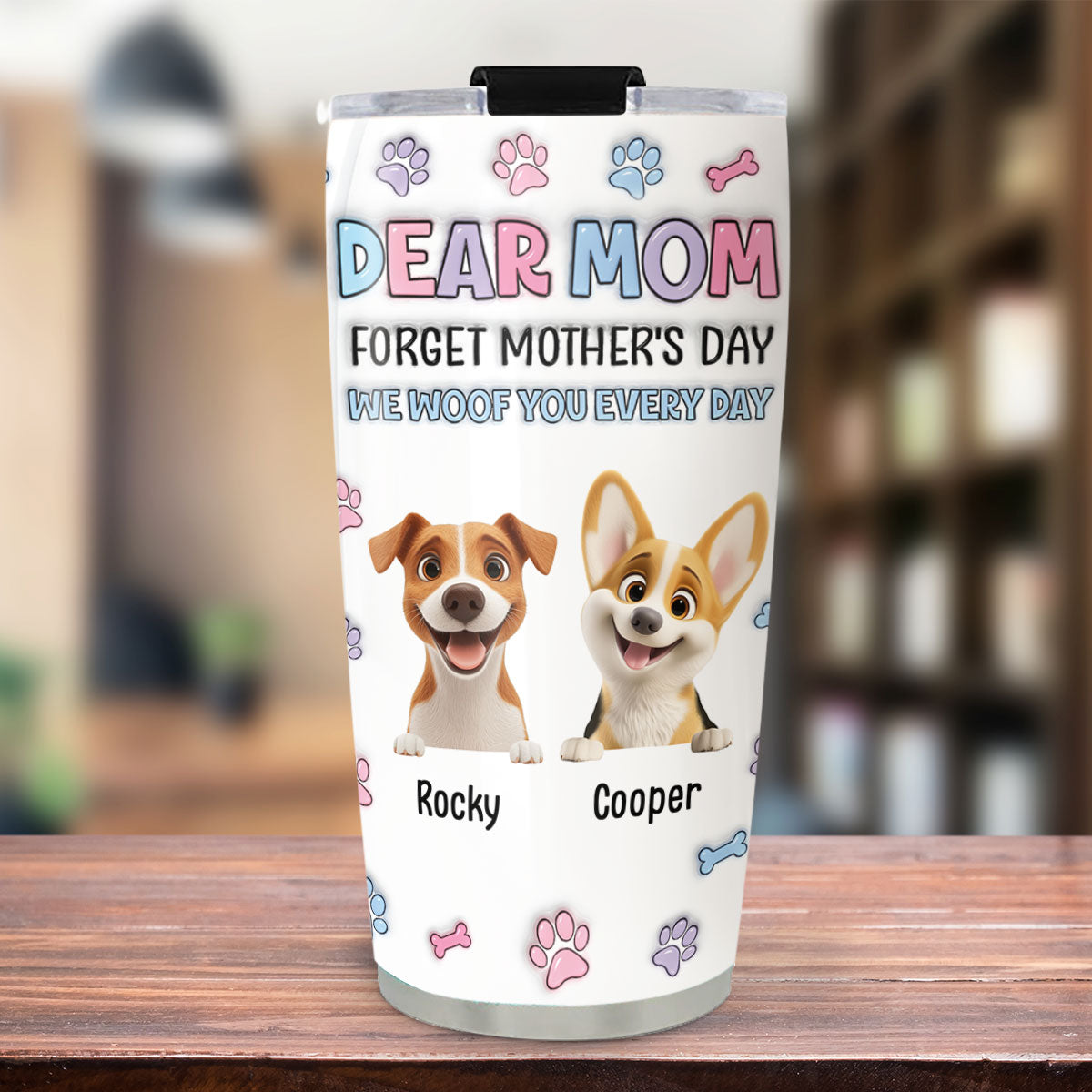 Custom Christmas Birthday Gifts For Dog Lovers • Forget - Personalized 3D Inflated Effect Tumbler