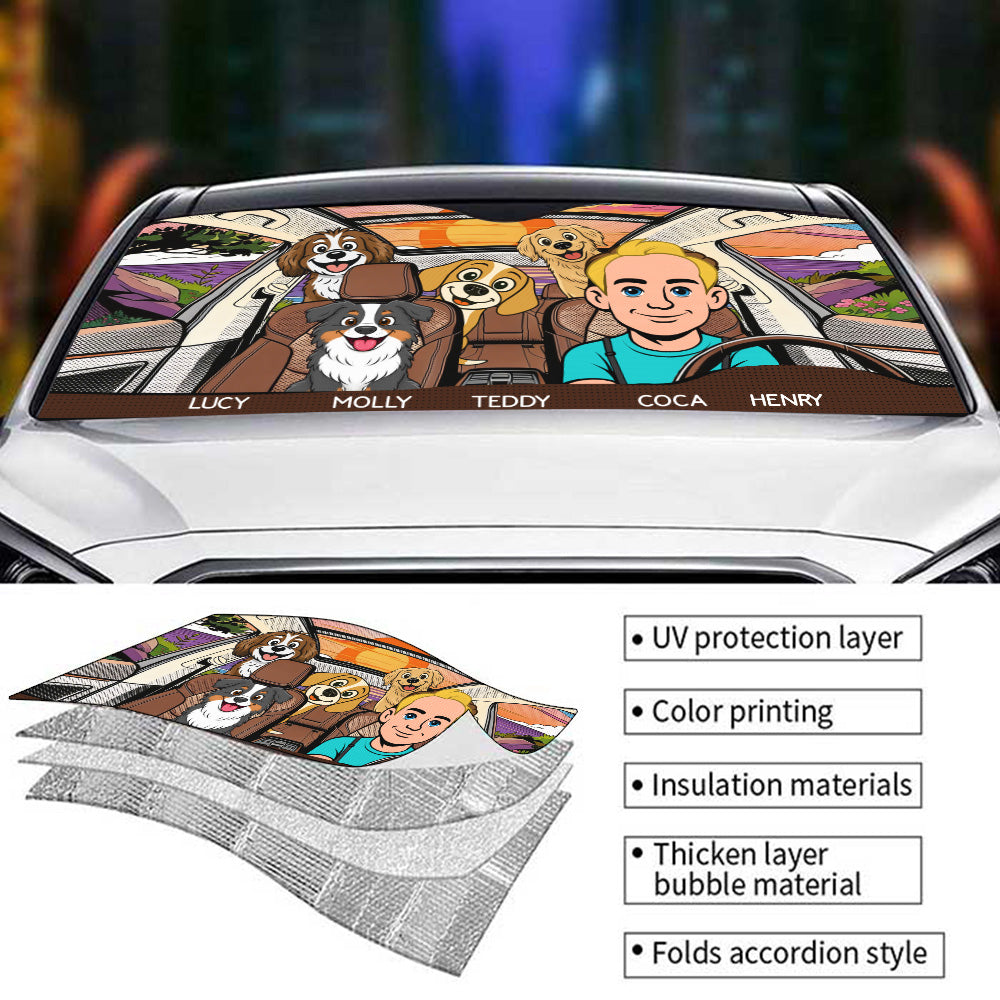 Custom Christmas Birthday Gifts Car Accessories for Dog Parents • Life Is Better With My Dog Retro - Personalized Car Sunshade