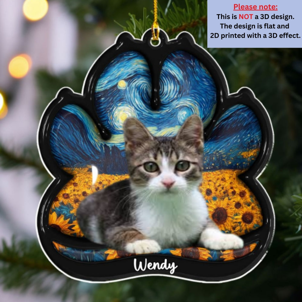 Lay Here With Cat Photo - Personalized 3D Effect Acrylic Ornament