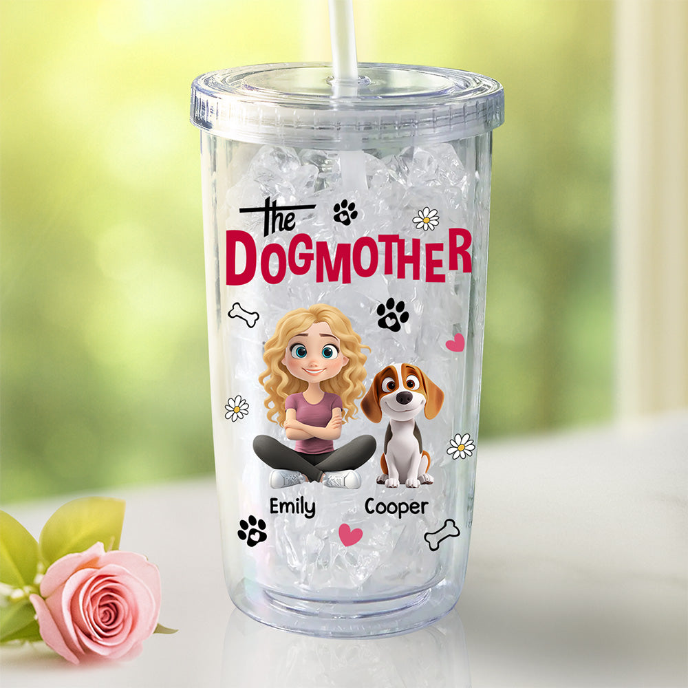 Custom Christmas Birthday Gifts For Dog Mom, Dog Lovers • The Dogmother - Personalized 14oz Plastic Tumbler
