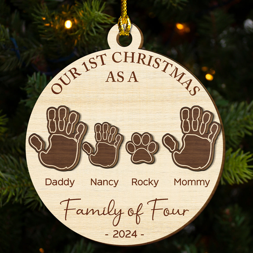Our Family Handprints - Personalized Freeshape 2-Layered Wood Ornament