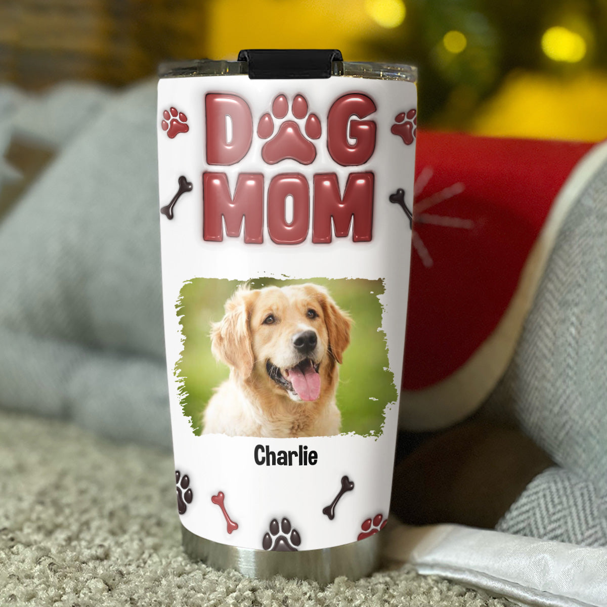 Custom Mother's day Birthday Gifts For Pet Mom, Pet Lovers • Lovely Dog Mama Photo - Personalized 3D Inflated Effect Tumbler
