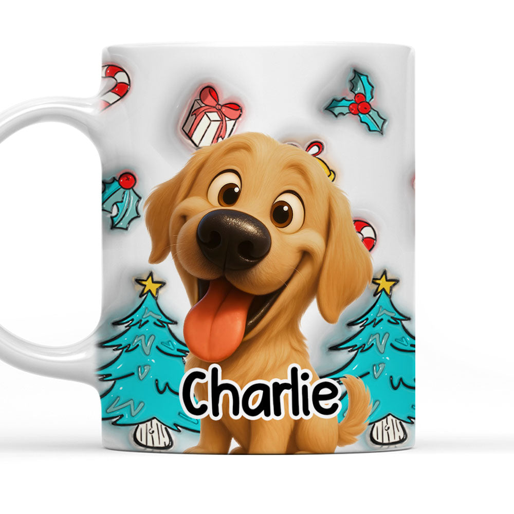Custom Christmas Birthday Gifts For Dog Mom, Dog Lovers • Santa Is Coming - Personalized 3D Inflated Effect Mug