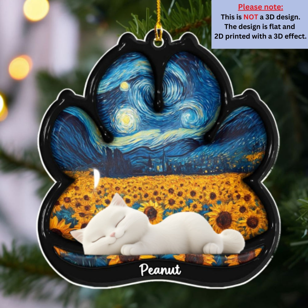 Custom Christmas Decor Home Birthday Gifts For Cat Lovers • Lay Here With Cat - Personalized 3D Effect Acrylic Ornament