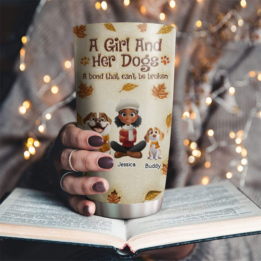 Custom Christmas Birthday Gifts For Dog Mom, Dog Lovers • A Girl And Her Dog Autumn - Personalized 3D Inflated Effect Tumbler