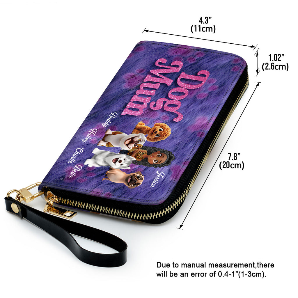 Bling Dog Mom Cartoon - Personalized Leather Wallet