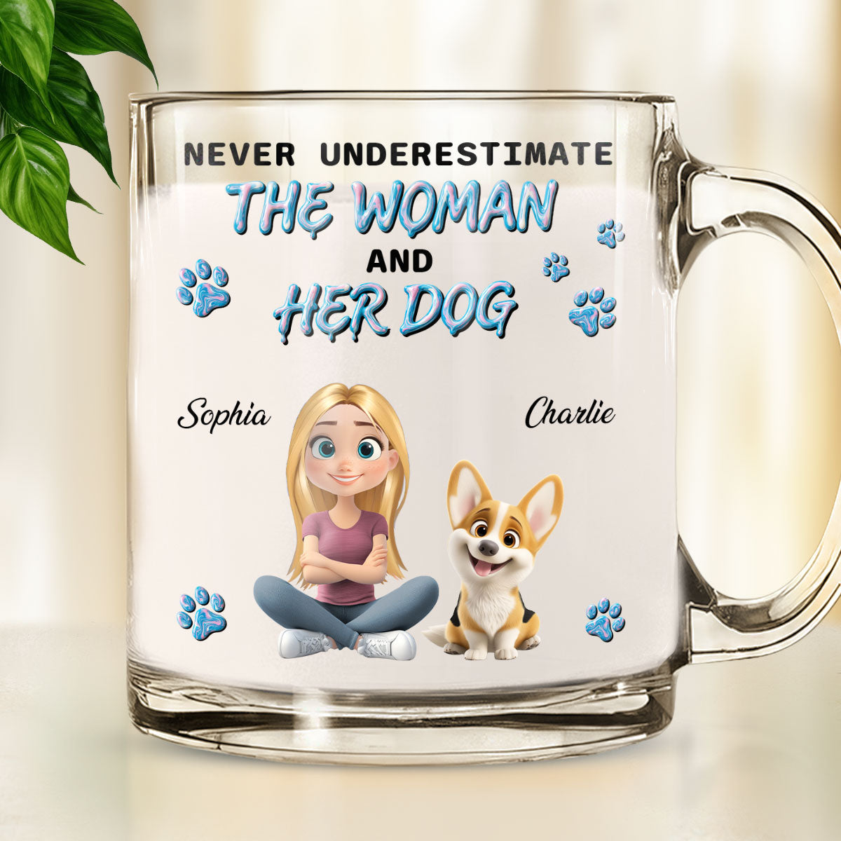 Custom Mother's day Birthday Gifts For Dog Mom, Dog Lovers • Do Not Dare Underestimate - Personalized 3D Effect Glass Mug