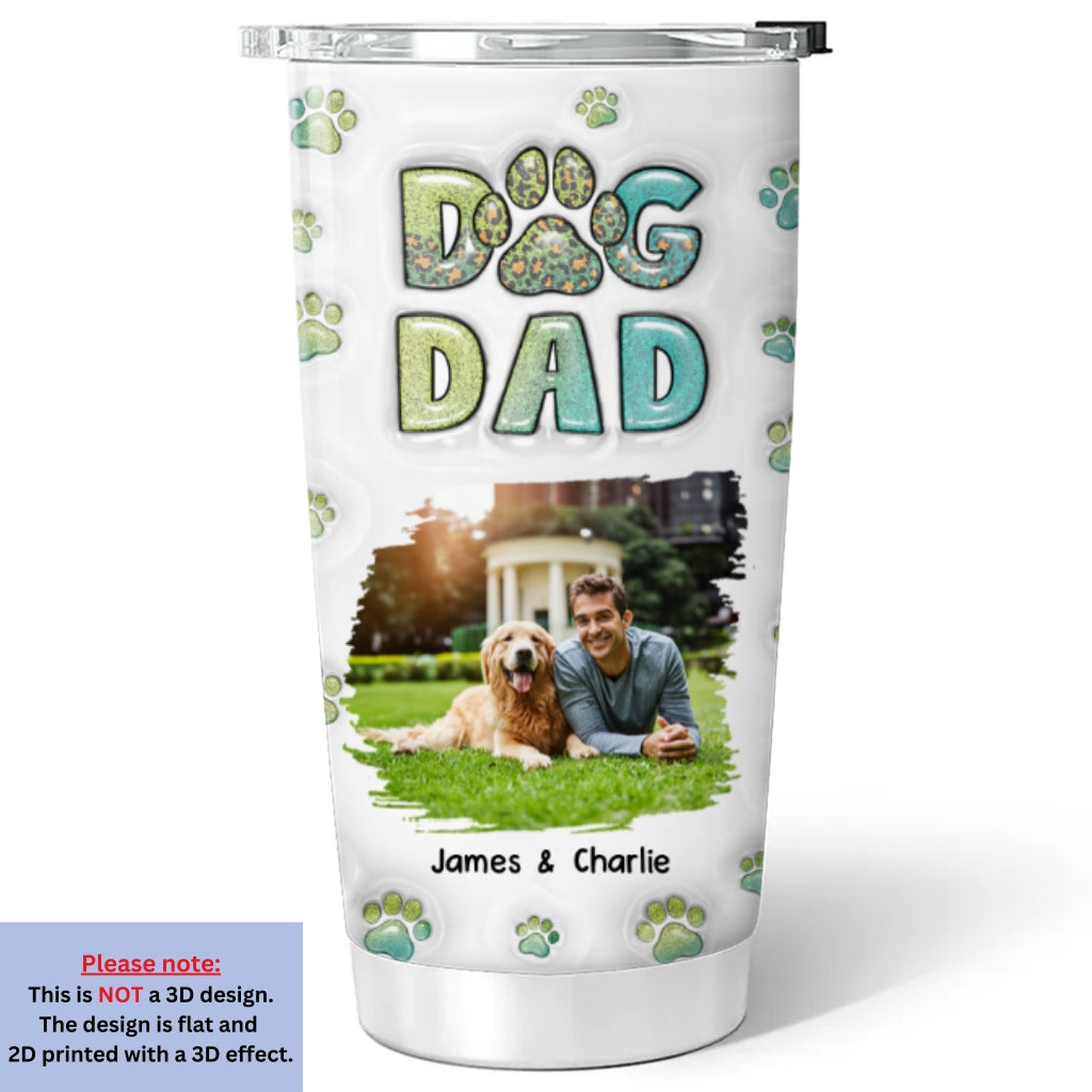 Custom Photo Christmas Birthday Gifts For Dog Dad, Dog Lovers • Dog Dad Handsome Chibi Photo Version 2 - Personalized 3D Inflated Effect Tumbler