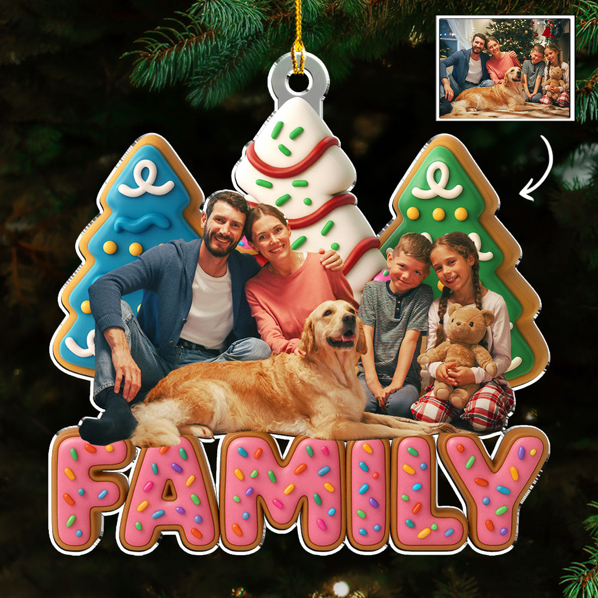 Custom Christmas Decor Home Birthday Gifts For Pet Lovers • Sweet Family Tree Ver Photo - Personalized Acrylic Ornament