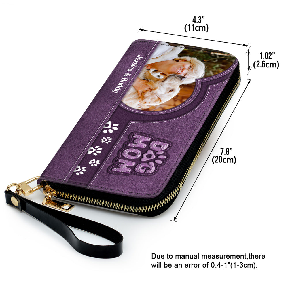Chibi Cartoon Dog Mom Photo - Personalized Leather Wallet