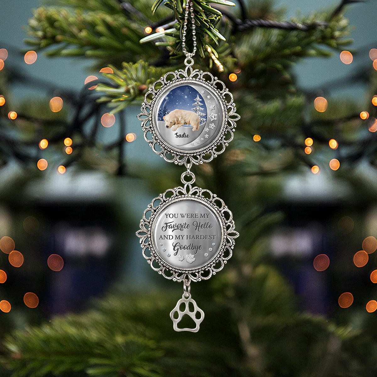 Custom Christmas Memorial Sympathy Gifts For Dogs, Cats • Beside You Photo - Personalized Charming Ornament