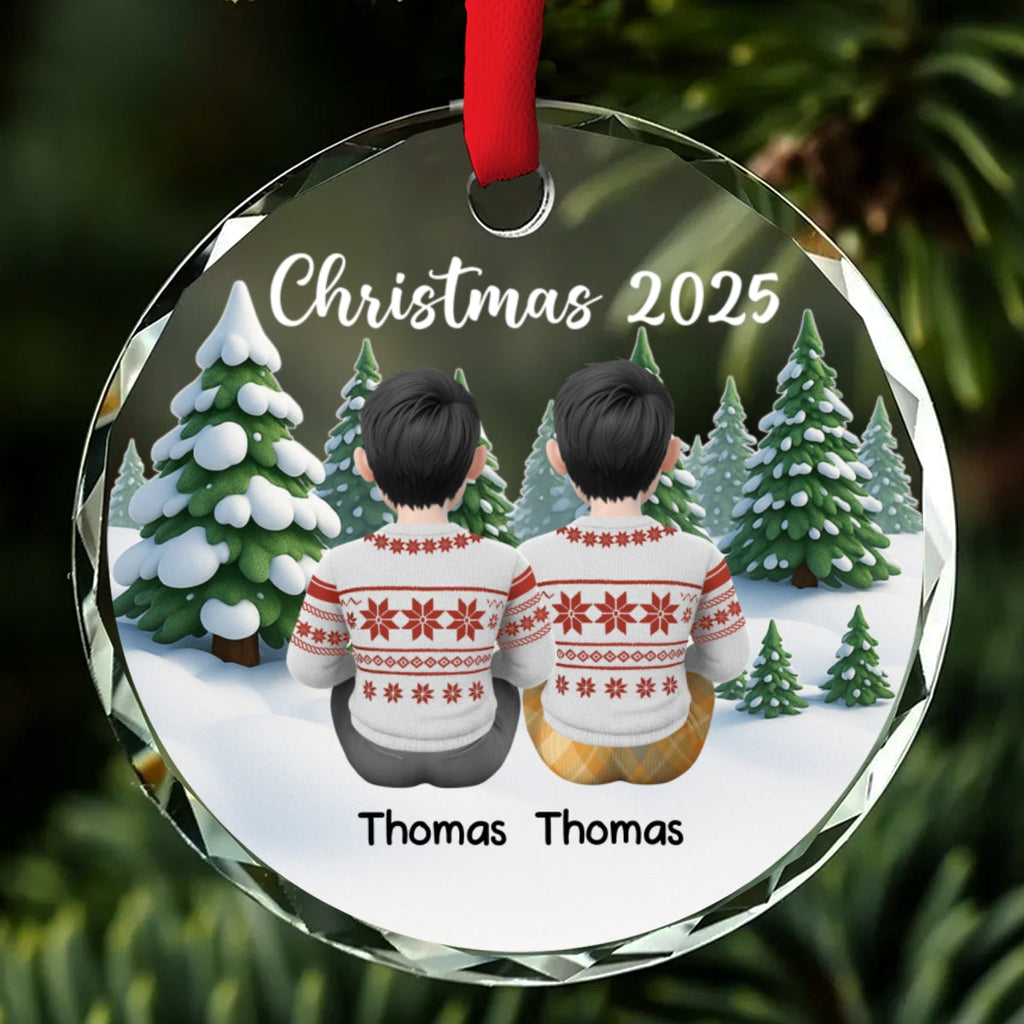 Custom Christmas Decor Home Birthday Gifts For Dog Lovers • Merry Christmas Family & Pets - Personalized Glass Ornament