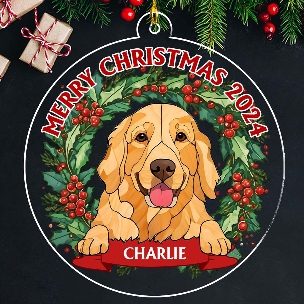 Custom Christmas Decor Home Birthday Gifts For Dog Lovers • Joyful Christmas - Personalized Acrylic Ornament