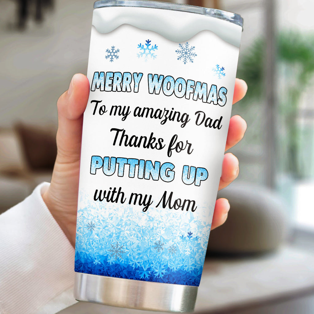 Custom Christmas Birthday Gifts For Dog Lovers • Happy Woofmas - Personalized Tumbler