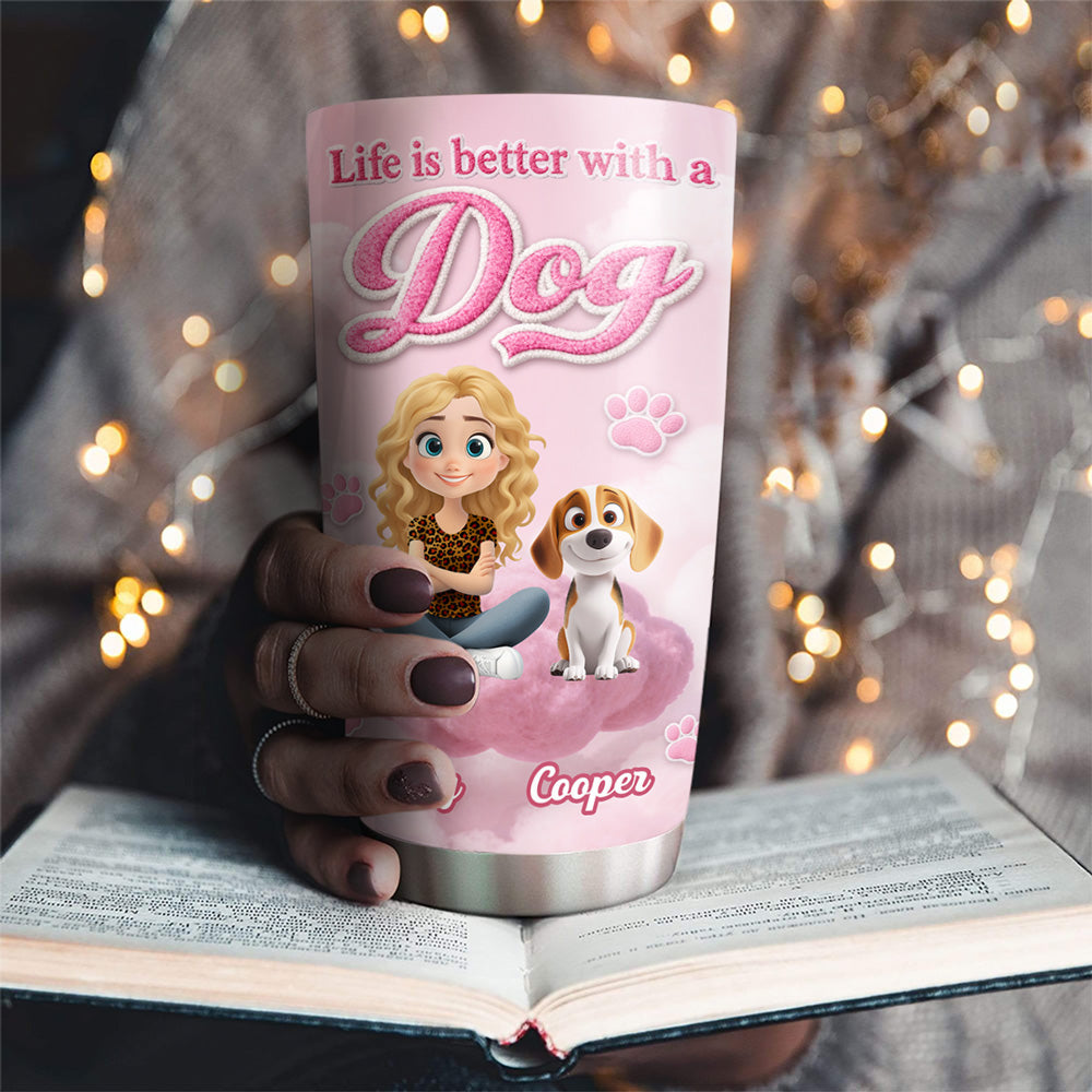 Custom Christmas Birthday Gifts For Dog Mom, Dog Lovers • Paws Make Life Better - Personalized 3D Inflated Effect Tumbler