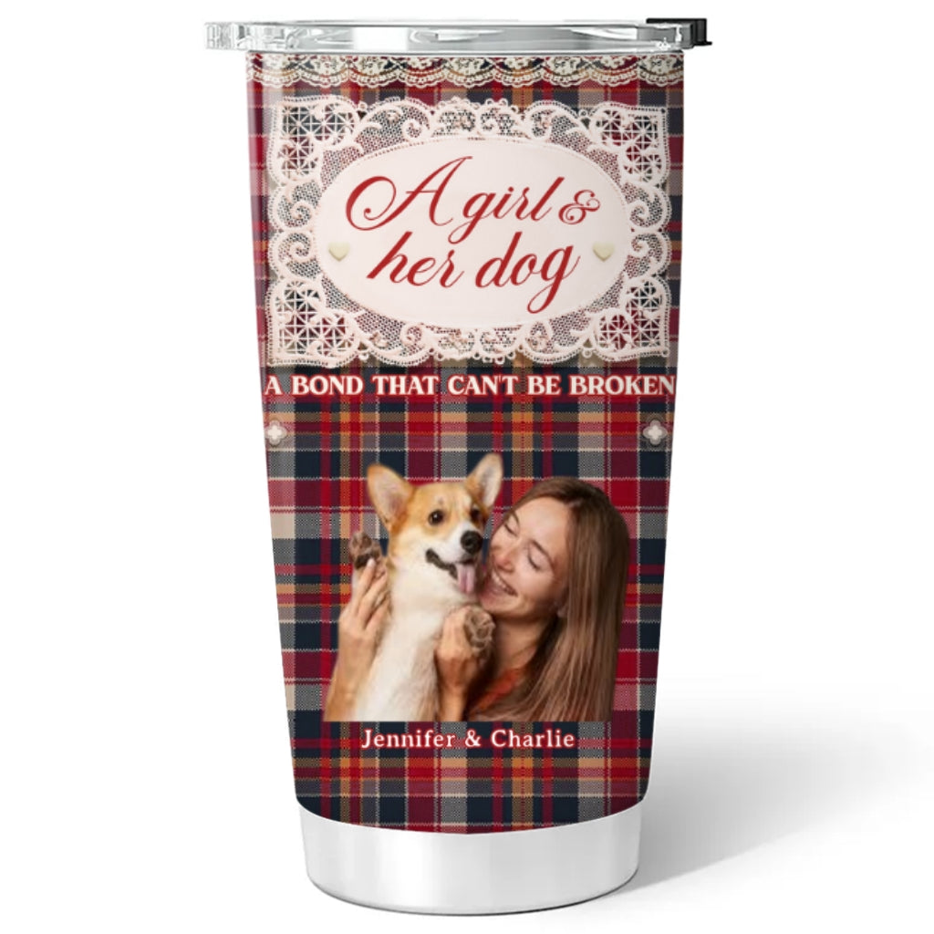 Custom Photo Christmas Birthday Gifts For Dog Mom, Dog Lovers • Flower And Storybook Dog Photo - Personalized Tumbler