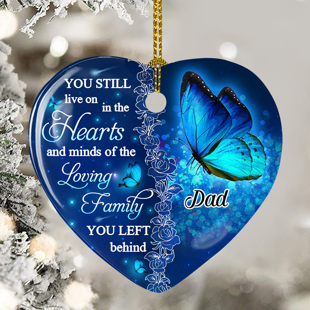 Custom Christmas Memorial Sympathy Gifts For Dogs, Cats • The Loving Family - Personalized Heart Ceramic Ornament