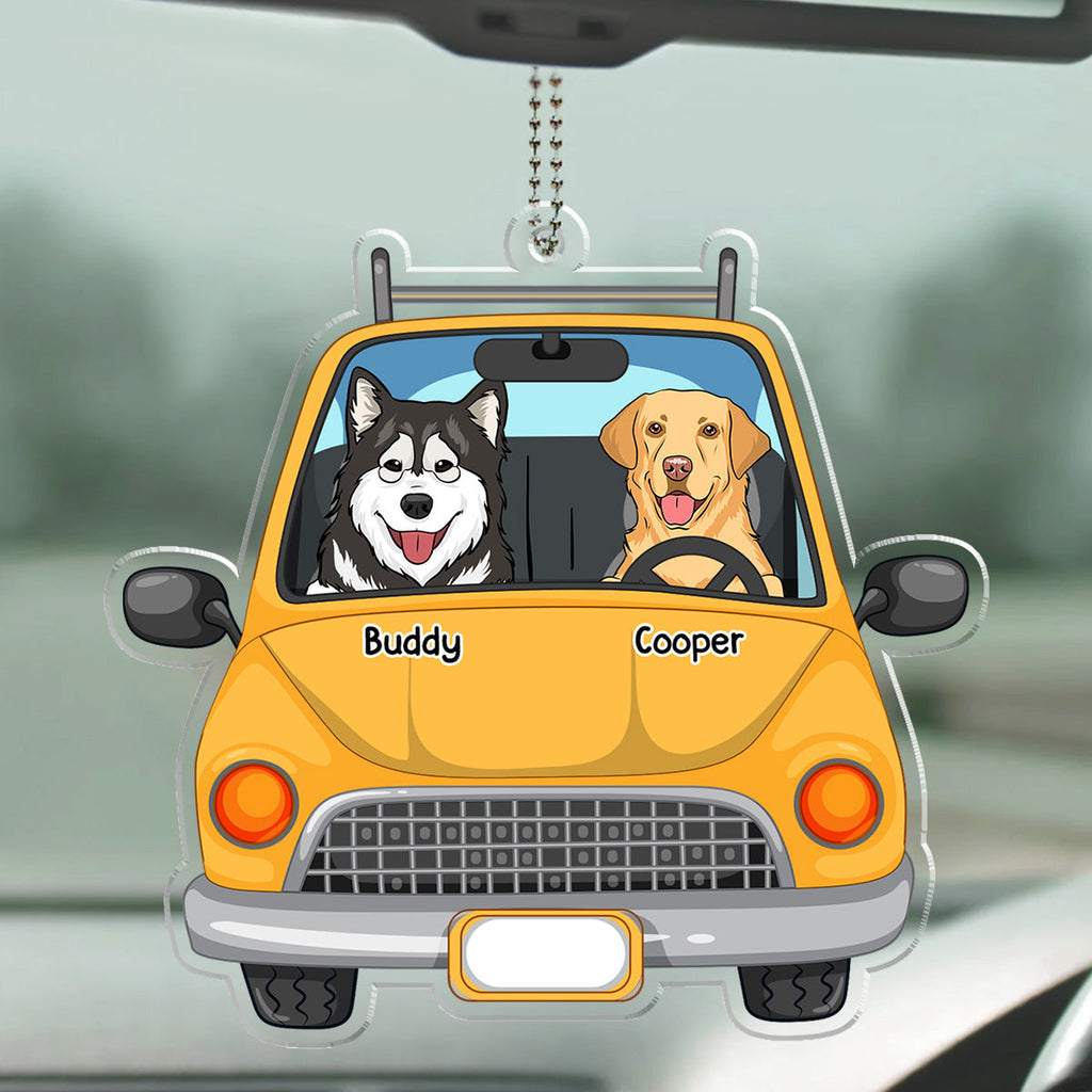 Dogs In Car - Personalized Car Ornament