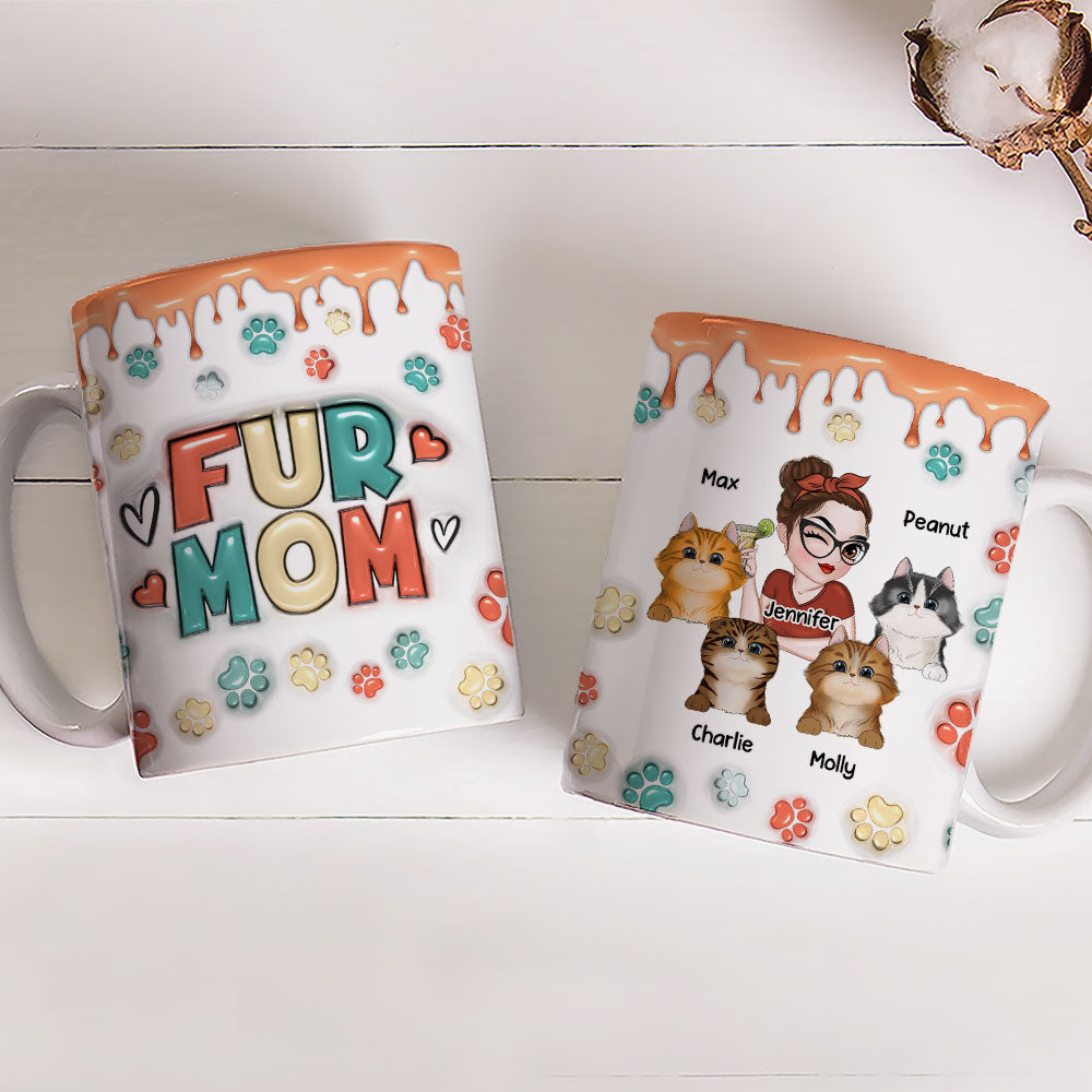 Custom Mother's day Birthday Gifts For Dog Mom, Dog Lovers • Mom Of Pets Version 2 - Personalized 3D Inflated Effect Mug