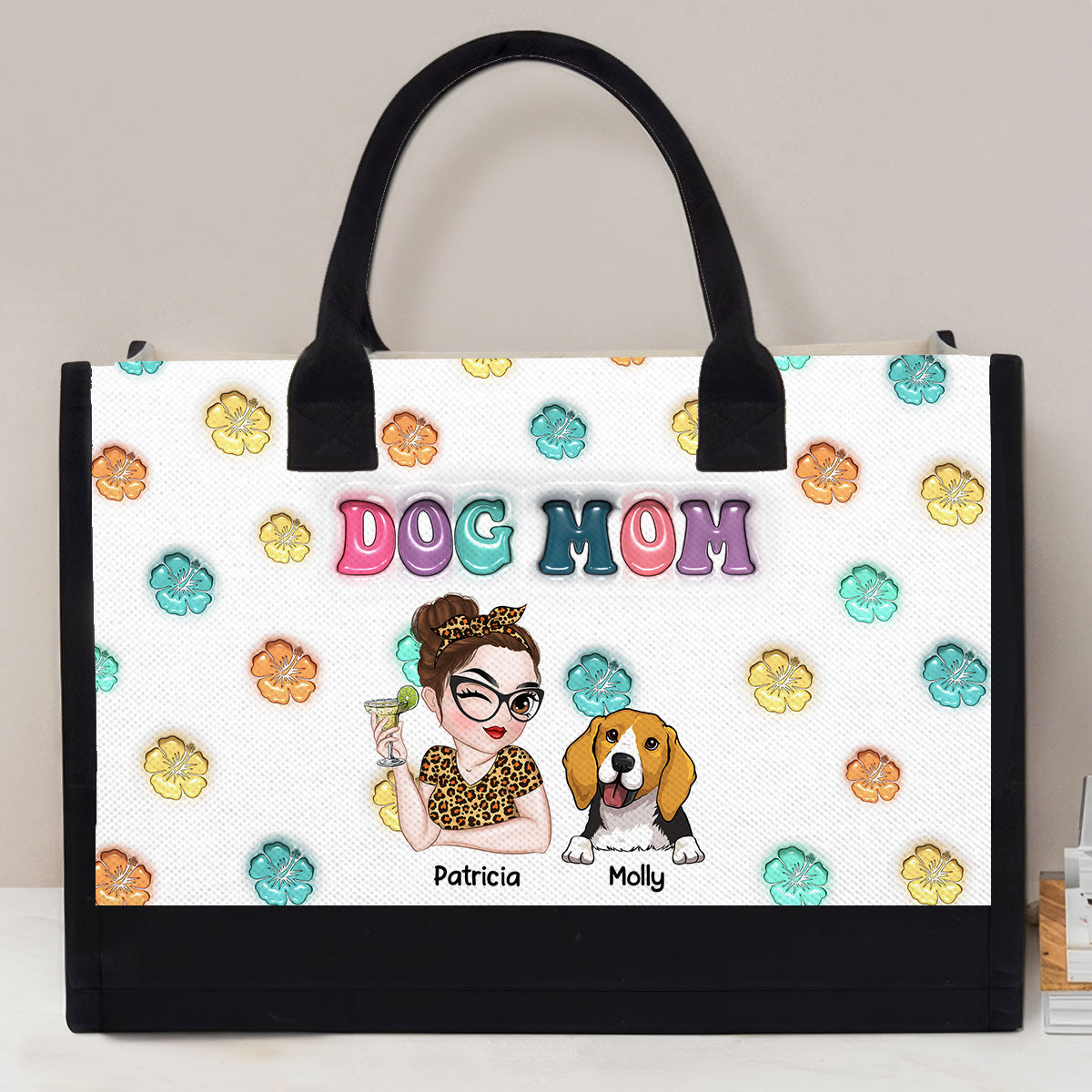 Dog Mom Summer - Personalized Canvas Tote Bag