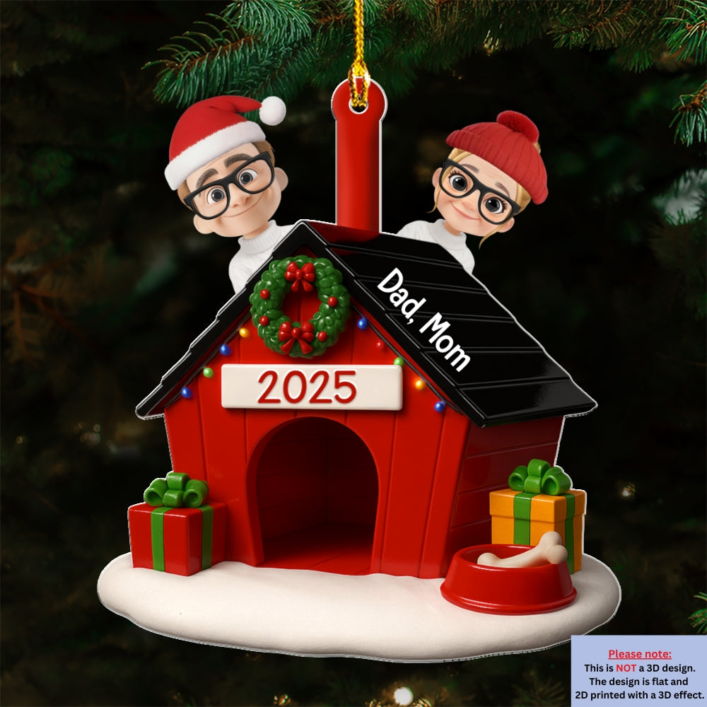 Custom Christmas Decor Home Birthday Gifts For Dog Lovers • Peeking On You - Personalized 3D Effect Acrylic Ornament