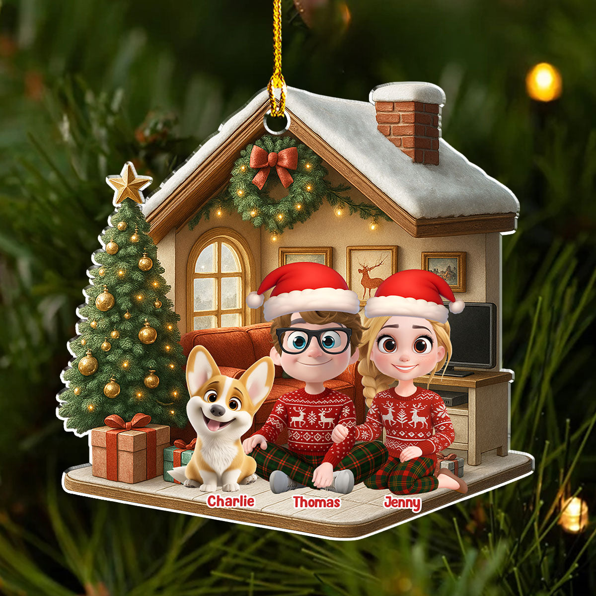 Custom Christmas Decor Home Birthday Gifts For Dog Lovers • Under One Roof - Personalized 3D Effect Acrylic Ornament