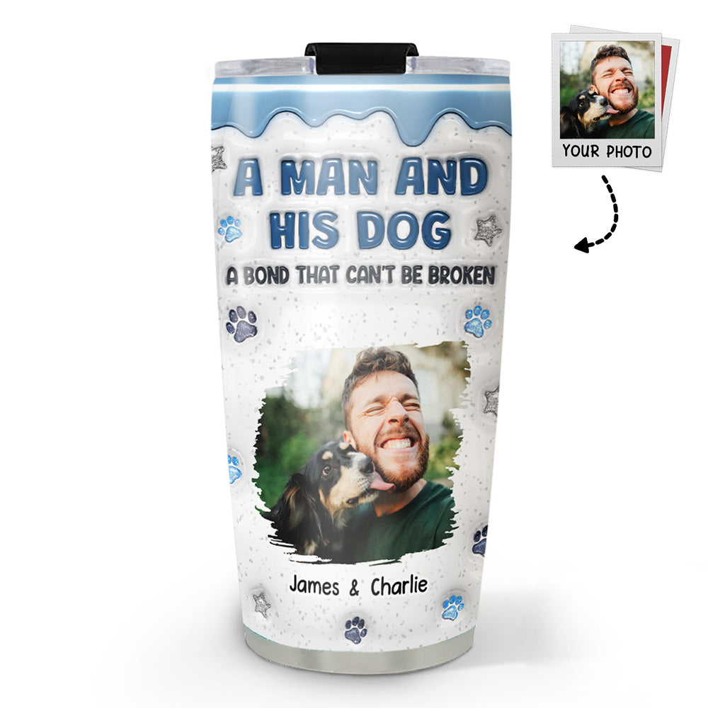 Custom Photo Christmas Birthday Gifts For Dog Lovers • Dog Dad Mom Mum And Their Baby Blue Photo - Personalized 3D Inflated Effect Tumbler