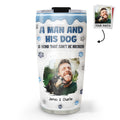 Custom Photo Christmas Birthday Gifts For Dog Lovers • Dog Dad Mom Mum And Their Baby Blue Photo - Personalized 3D Inflated Effect Tumbler