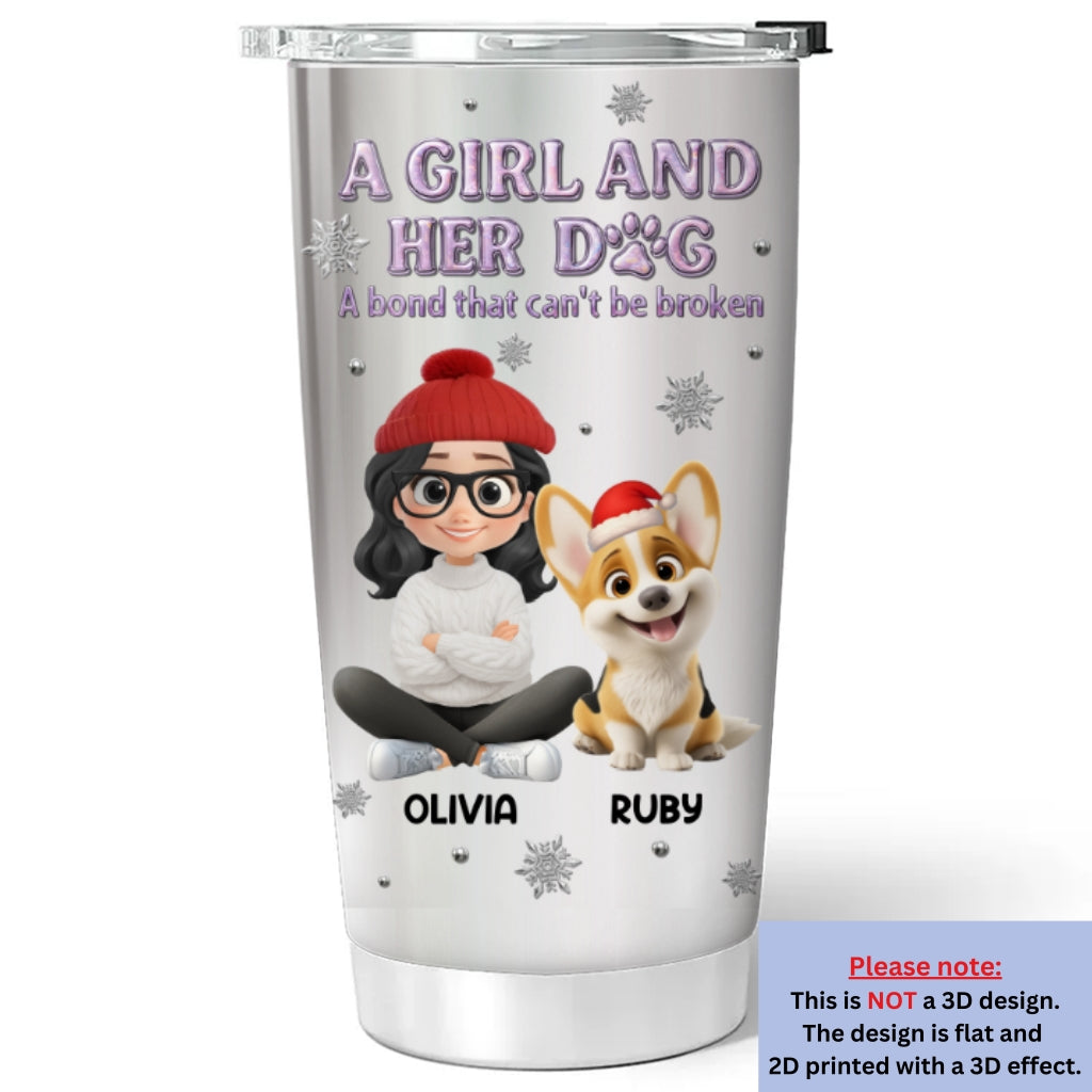 Custom Christmas Birthday Gifts For Dog Mom, Dog Lovers • Bling Winter And Dog Mom - Personalized 3D Effect Tumbler