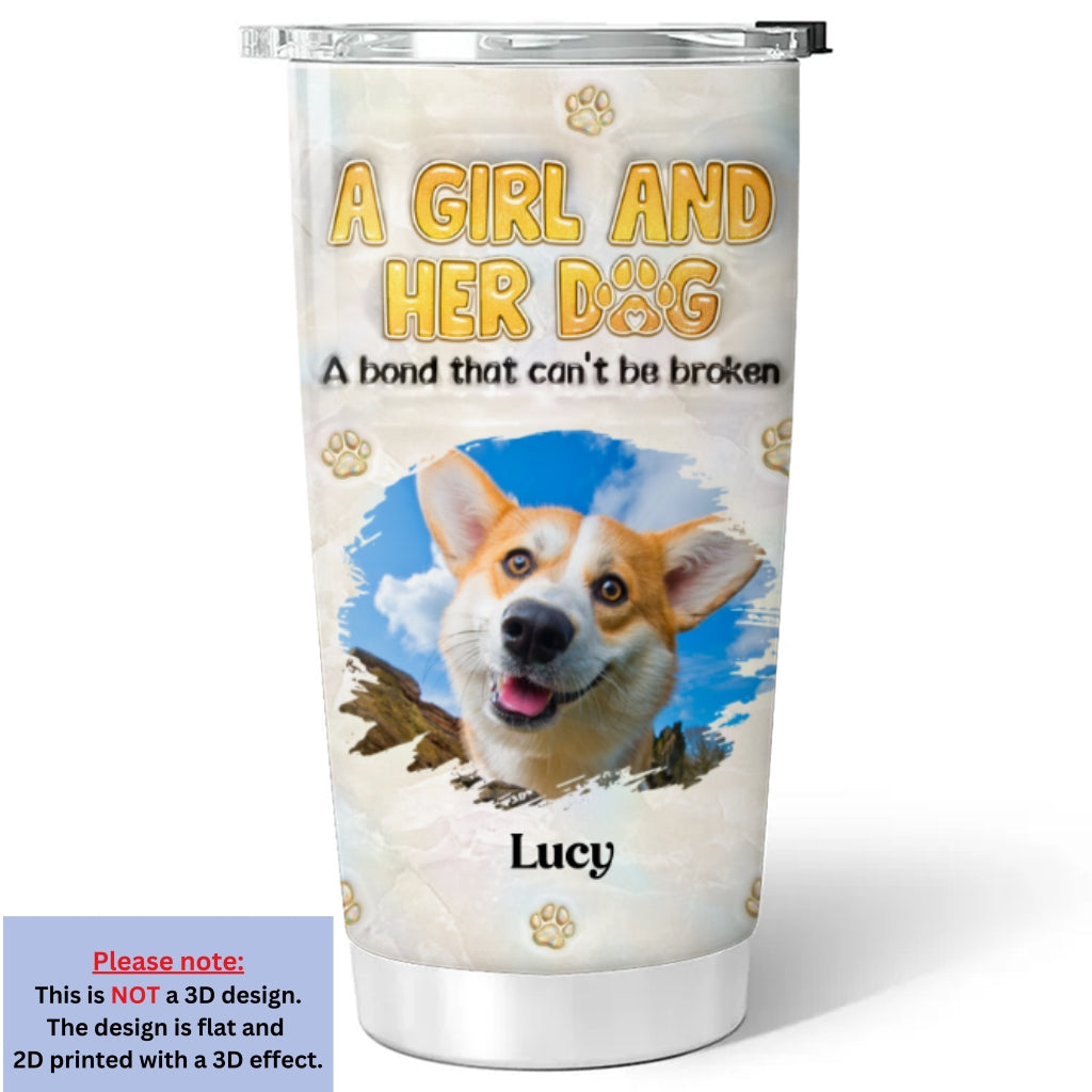 A Girl And Her Dog Mother Of Pearl Photo - Personalized 3D Inflated Effect Tumbler
