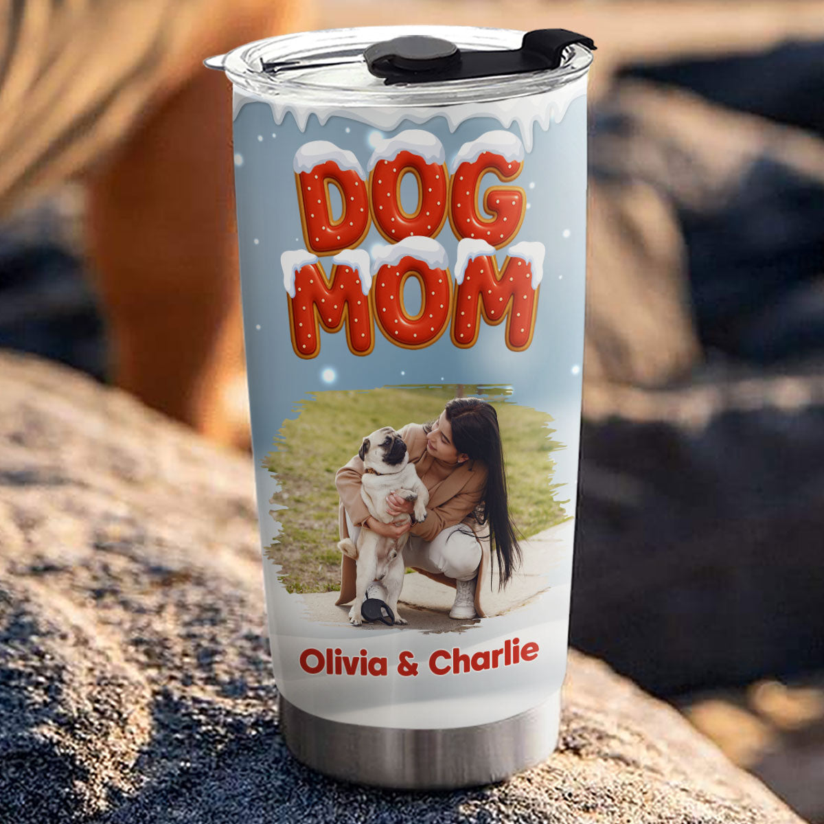Custom Christmas Birthday Gifts For Dog Lovers •Our Unbroken Bond Photo - Personalized 3D Effect Tumbler