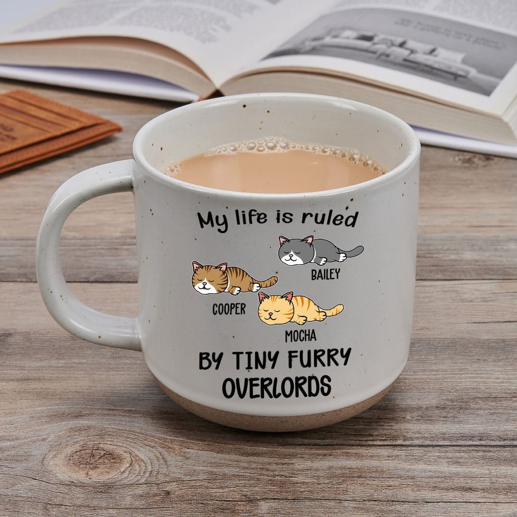 Custom Christmas Birthday Gifts For Pet Lovers • Ruled By Tiny Furry Overlords Ver Cat - Personalized Pottery Mug