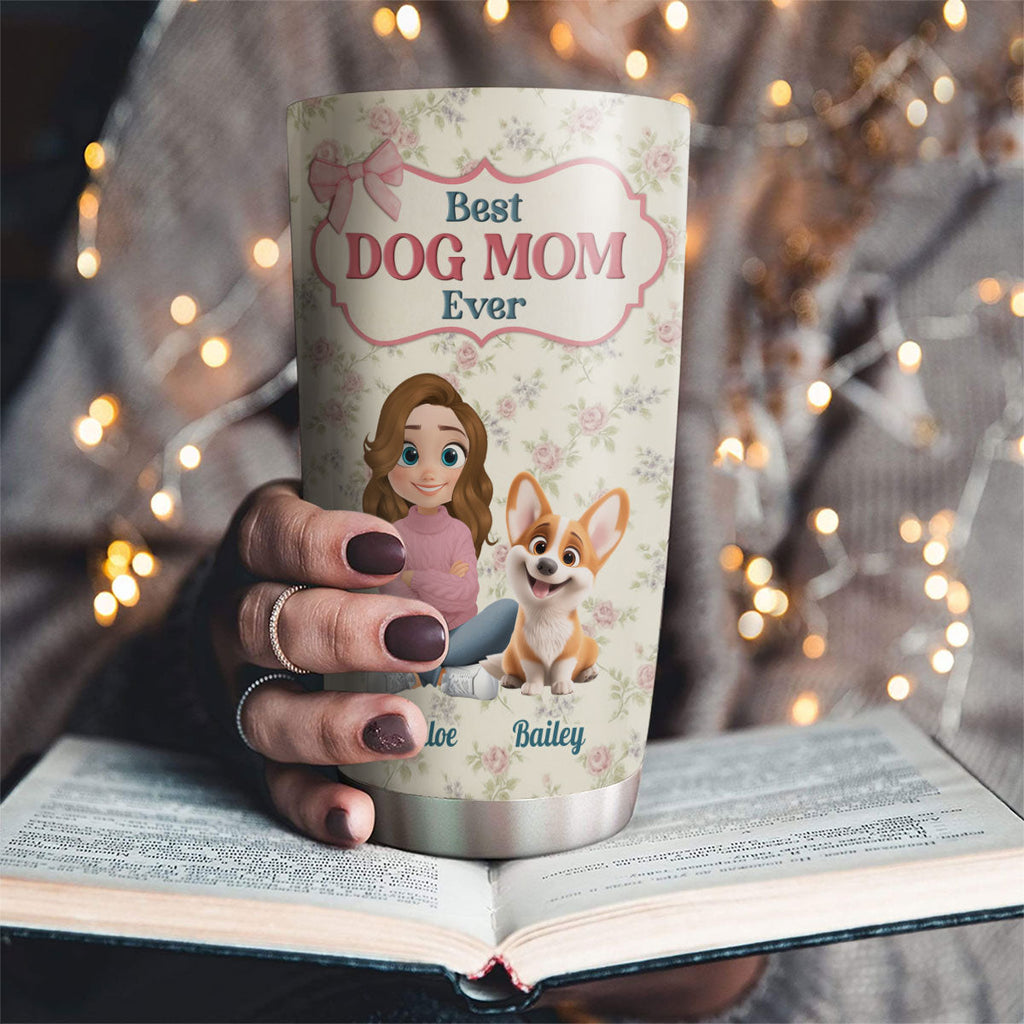 Custom Christmas Birthday Gifts For Dog Mom, Dog Lovers • Coquette Floral - Personalized Tumbler