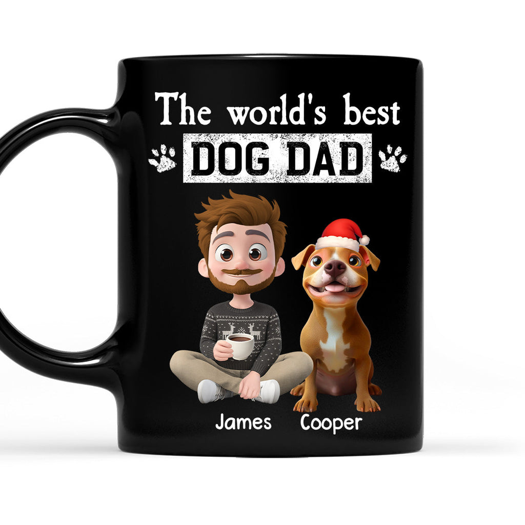 Custom Christmas Birthday Gifts For Dog Dad, Dog Lovers • Best Dog Dad Cartoon In The World - Personalized Coffee Mug