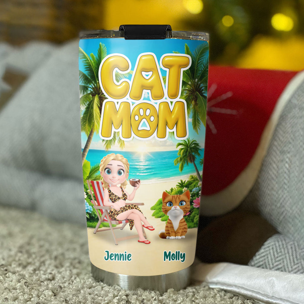 Custom Christmas Birthday Gifts For Pet Mom, Pet Lovers • Cat Mom Summer - Personalized Tumbler