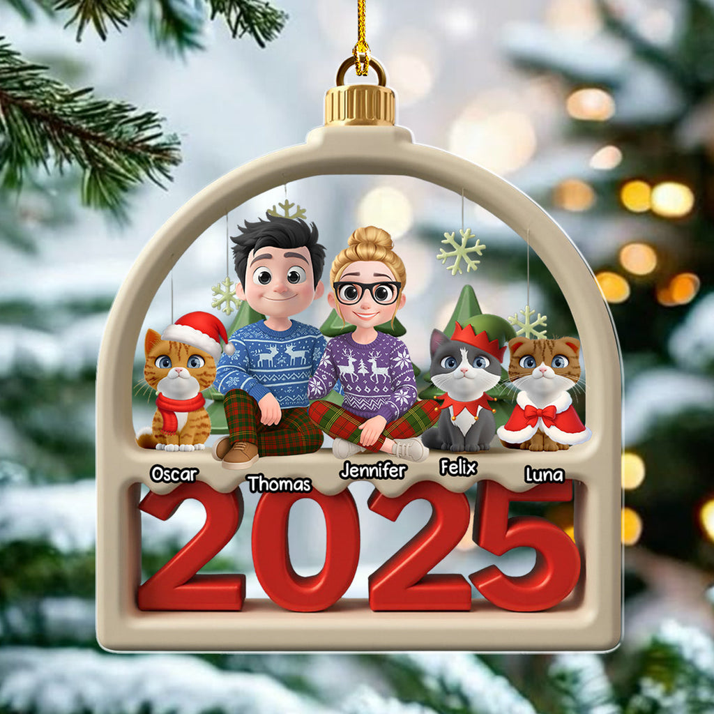 Custom Christmas Decor Home Birthday Gifts For Pet Lovers • Family Furry And Cat - Personalized Acrylic Ornament