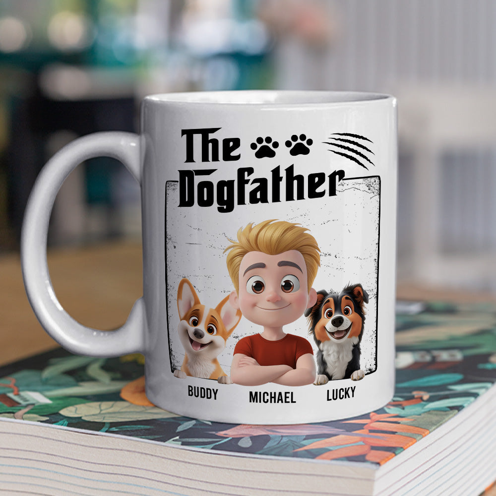 Custom Father's day Birthday Gifts For Dog Dad, Dog Lovers • The Dogfather - Personalized Coffee Mug