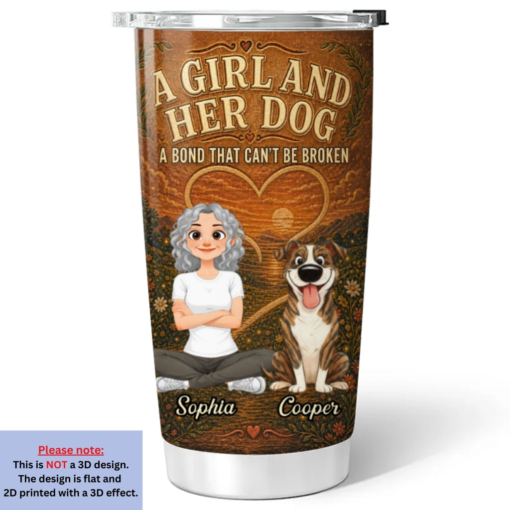 Custom Christmas Birthday Gifts For Dog Mom, Dog Lovers • Forever Side By Side - Personalized 3D Effect Tumbler